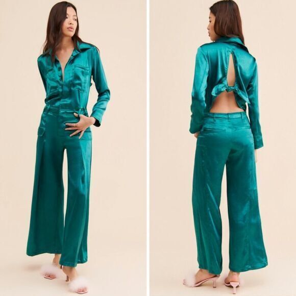 Free People Pants - Free People Night Like This One-Piece Jumpsuit in green, size L